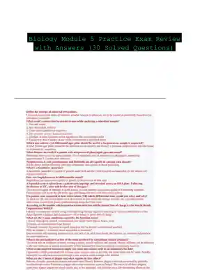Biology Module 5 Practice Exam Review with Answers (30 Solved Questions)