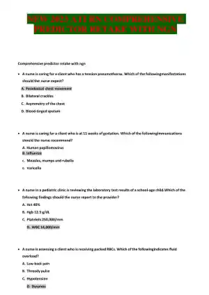 2022-2023 ATI RN Comp Comprehensive, Predictor Exam With Answers (173 Solved Questions)