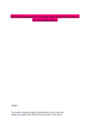 NR224 Fundamentals of Nursing Final Exam With Answers (67 Solved Questions)