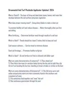 2024 Ornamental And Turf Pesticide Applicator Practice Exam With Answers (78 Solved Questions)