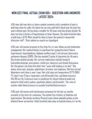 2024 MSN 622 Cardiovascular Final Actual Exam With Answers (79 Solved Questions)