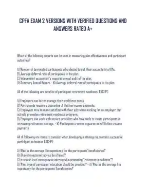 CPFA Management Version 1 Practice Exam With Answers (72 Solved Questions)