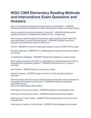 WGU C909 Elementary Reading Methods and Interventions Practice Exam With Answers (40 Solved Questions)