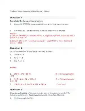 CHEM103 Final Exam With Answers (12 Solved Questions)