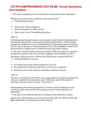 ATI PN Healthcare Assessment Comprehensive Exit Exam With Answers (6 Solved Questions)