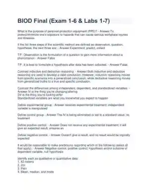 BIOD Nursing Research Final Exam With Answers (292 Solved Questions)