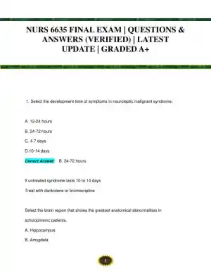 NURS6635 Mental Health Final Exam With Answers (119 Solved Questions)