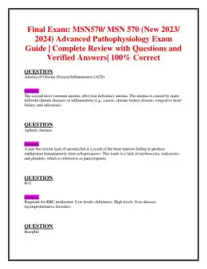 2023-2024 MSN570 Pathophysiology Final Exam With Answers (113 Solved Questions)