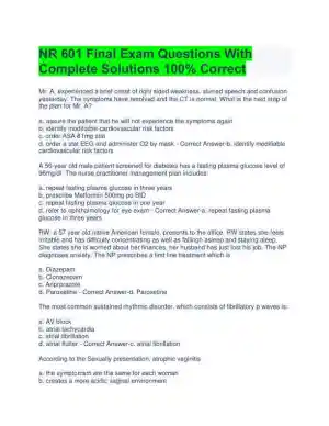 NR601 Nursing Final Exam With Answers (103 Solved Questions)