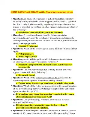 NRNP6665 Nursing Diagnosis Final Exam With Answers (134 Solved Questions)