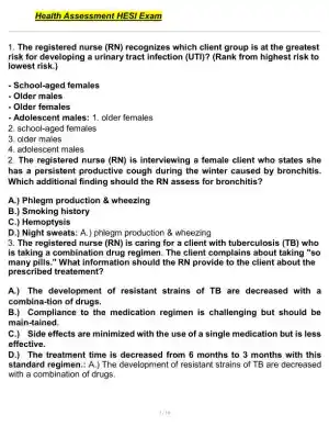 HESI Health Assessment Practice Exam With Answers (50 Solved Questions)