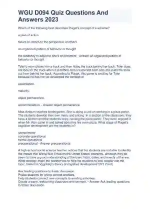 2023 WGUD094 Education Practice Exam With Answers (156 Solved Questions)