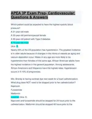 APEA Cardiovascular 3P Exam Preparation With Answers (97 Solved Questions)
