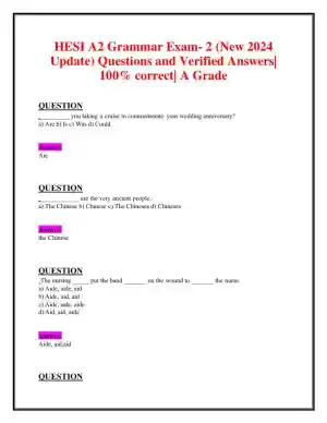 2024 HESI Grammar A2 Grammar Exam-2 With Answers (156 Solved Questions)