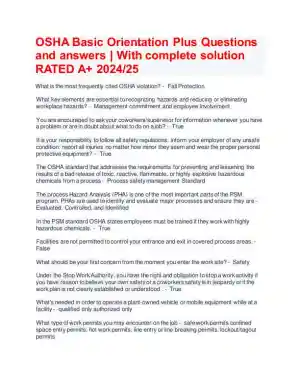 2024-2025 OSHA Management Basic Orientation Plus With Answers (51 Solved Questions)