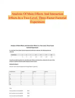 Analysis Of Main Effects And Interaction Effects In a Two-Level, Three-Factor Factorial Experiment