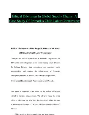Ethical Dilemmas In Global Supply Chains: A Case Study Of Primark's Child Labor Controversy