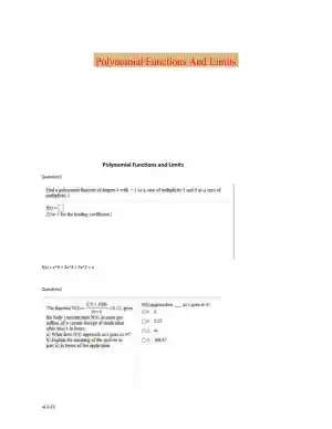 Polynomial Functions And Limits