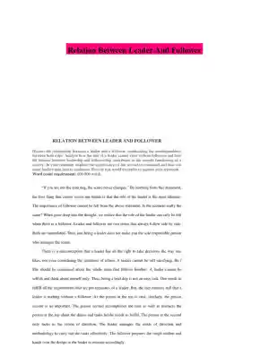 Relation Between Leader And Follower