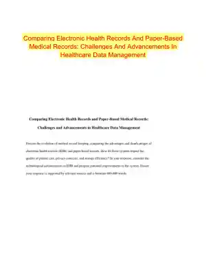 Comparing Electronic Health Records And Paper-Based Medical Records: Challenges And Advancements In Healthcare Data Management