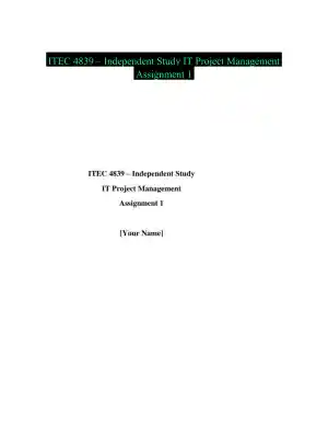 ITEC 4839 � Independent Study IT Project Management Assignment 1