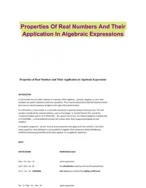 Properties Of Real Numbers And Their Application In Algebraic Expressions