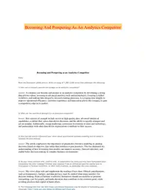 Becoming And Prospering As An Analytics Competitor