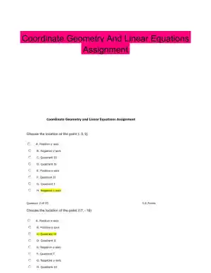 Coordinate Geometry And Linear Equations Assignment
