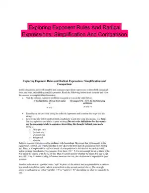 Exploring Exponent Rules And Radical Expressions: Simplification And Comparison