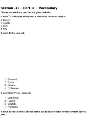 HESI Vocabulary A2 Exam Testbank With Answers (50 Solved Questions)