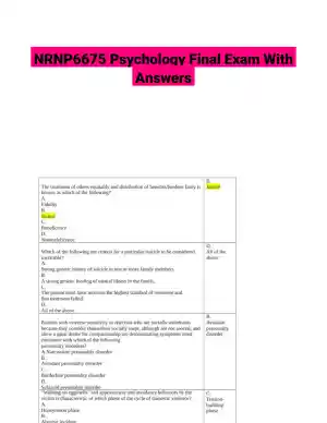 NRNP6675 Psychology Final Exam With Answers (11 Solved Questions)
