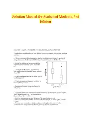 Solution Manual for Statistical Methods, 3rd Edition