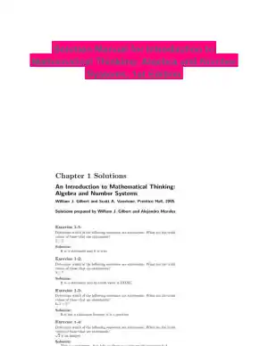 Solution Manual for Introduction to Mathematical Thinking: Algebra and Number Systems, 1st Edition