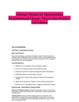 Solution Manual for Implementing Organizational Change: Theory Into Practice, 3rd Edition