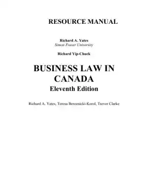 Solution Manual For Business Law in Canada, 11th Canadian Edition