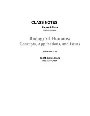Revision Notes for Biology of Humans Concepts, Applications, and Issues, 6th Edition