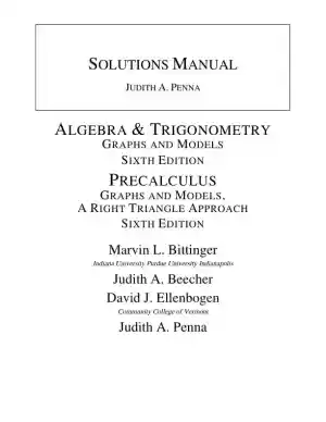 Solution Manual for Precalculus: Graphs and Models, A Right Triangle Approach, 6th Edition