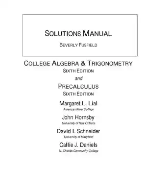 Solution Manual for Precalculus, 6th Edition