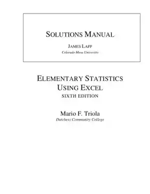 Elementary Statistics Using Excel, 6th Edition Solution Manual