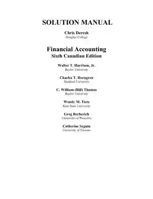 Financial Accounting, Sixth Canadian Edition Solution Manual