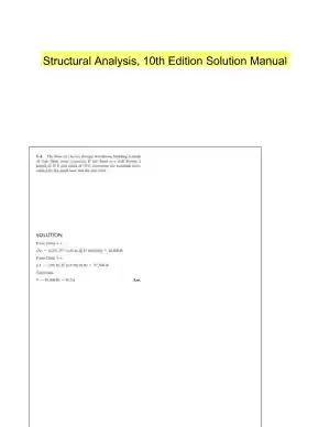 Structural Analysis, 10th Edition Solution Manual