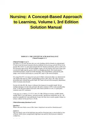Nursing: A Concept-Based Approach to Learning, Volume I, 3rd Edition Solution Manual