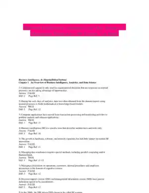 Business Intelligence, Analytics, And Data Science: A Managerial Perspective, 4th Edition Test Bank