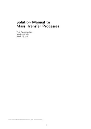Solution Manual for Mass Transfer Processes: Modeling, Computations, and Design, 1st Edition
