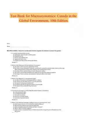 Test Bank for Macroeconomics: Canada in the Global Environment, 10th Edition