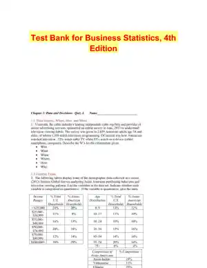 Test Bank for Business Statistics, 4th Edition