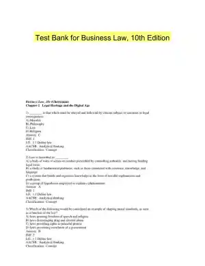 Test Bank for Business Law, 10th Edition