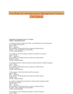 Test Bank for Introduction to Management Science, 13th Edition