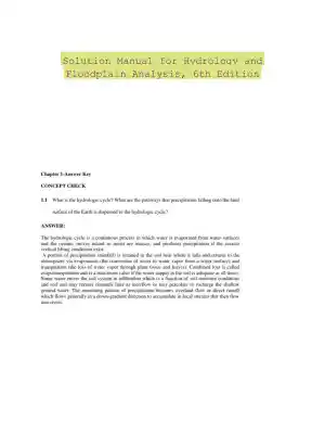 Solution Manual for Hydrology and Floodplain Analysis, 6th Edition