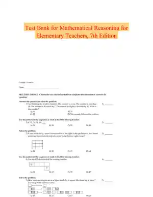 Test Bank for Mathematical Reasoning for Elementary Teachers, 7th Edition